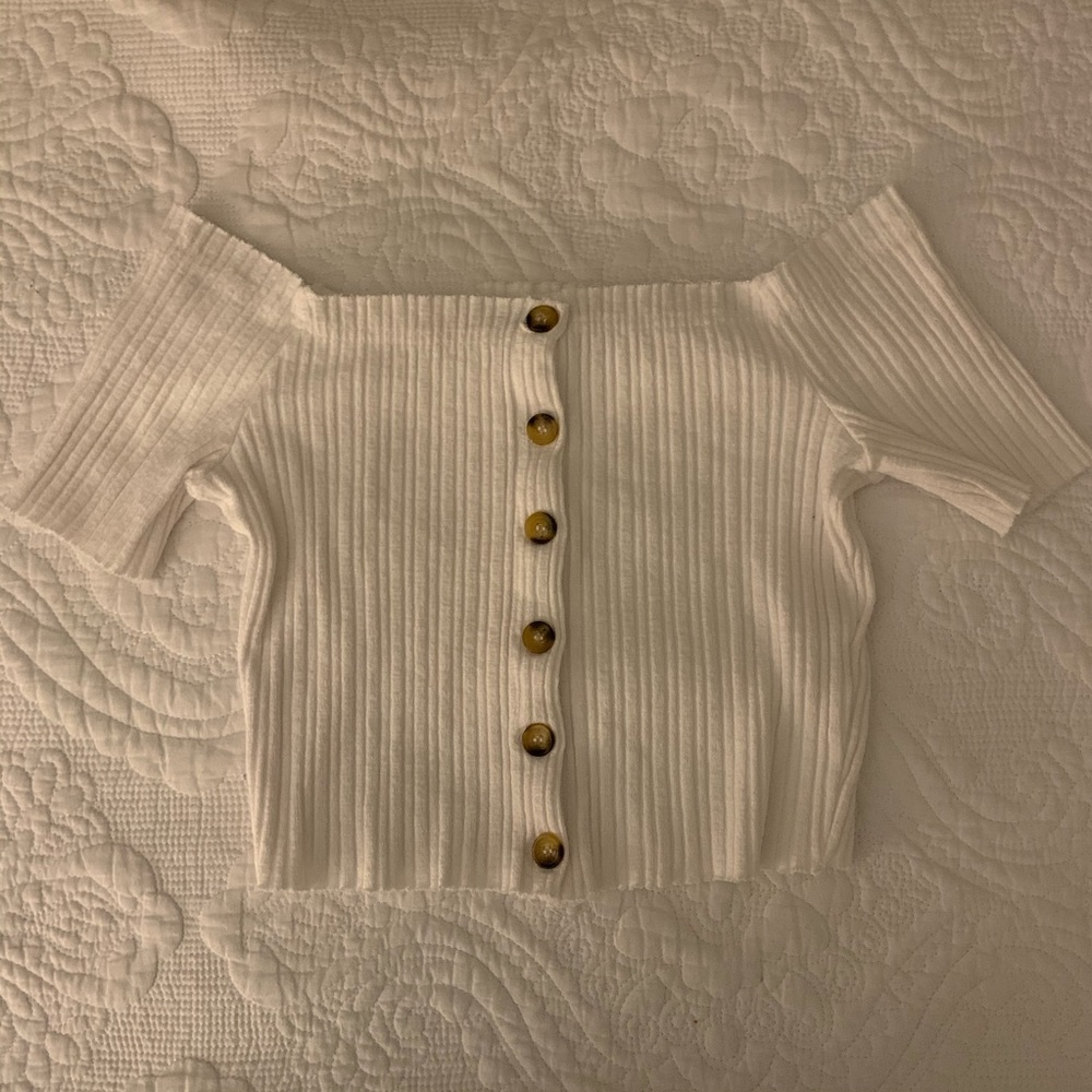 bees ham off the shoulder top